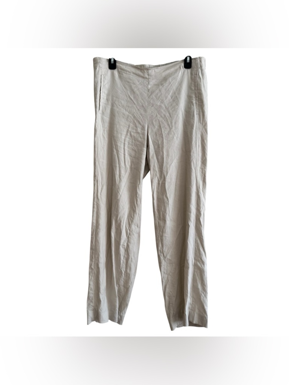 J Jill Linen Stretch Beige Pants Straight Coastal Resort euro summer 10